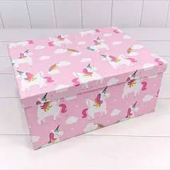 Коробка подарочная "Единорог на роз фоне" 28*21*12,3 см 10-7, фото №1