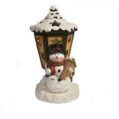 Фигурка декоративная с подсвет"Снеговик и фонарь" L9.5W10H19.5см, фото №1
