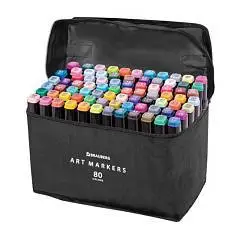 Маркеры д/скетч 80шт двусторонние BRAUBERG 1-6мм чехол, фото №1