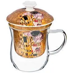 Кружка заварочная с ситом "Поцелуй" 400 мл,золотой, фото №1