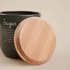 Банка д/сахара SL Home 12?12 см серый с бамбуковой крышкой, фото №1