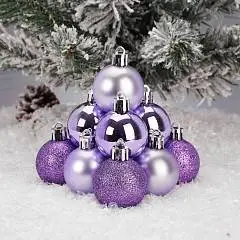 Набор шаров 4см 9шт пластик ЛЬДИНКА св-сиреневый, фото №1