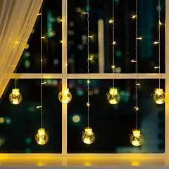 Гирлянда "Бахрома" 2.4х0.7м с насад. "Шарики" 138 LED, т/белый, фото №1