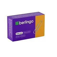 Скрепки "Berlingo" 28мм, 100шт., никелированные, фото №1