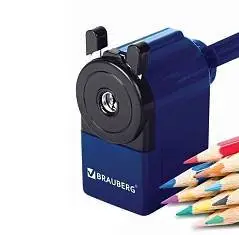 Точилка механическая BRAUBERG JET, металлический механизм, синий, фото №1