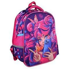 Ранец жесткокаркасный "Девушка с телефоном" 1отд 27,5x37,5x14,5, фото №1