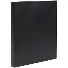 Папка на 2 кольцах СТАММ А4, 25мм, 500мкм, черная, фото №1