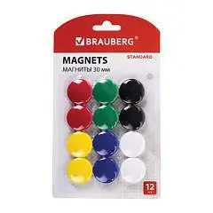 Набор магнитов для досок "Brauberg" 3см, 12 шт., фото №1